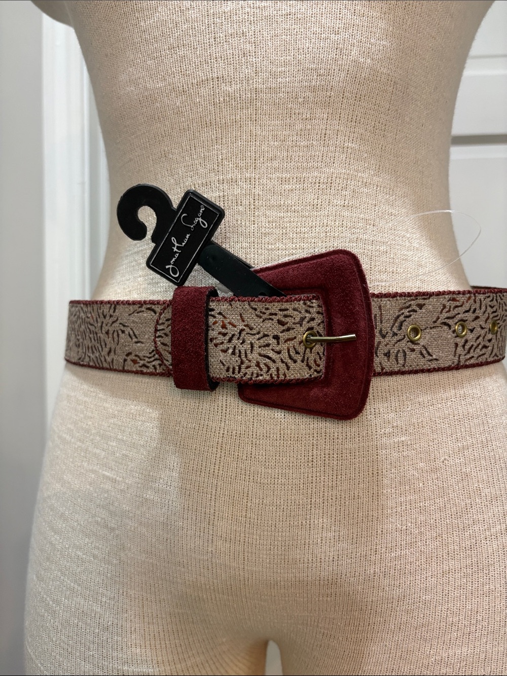 Jonathan Logan sz S burgundy cloth belt NWT